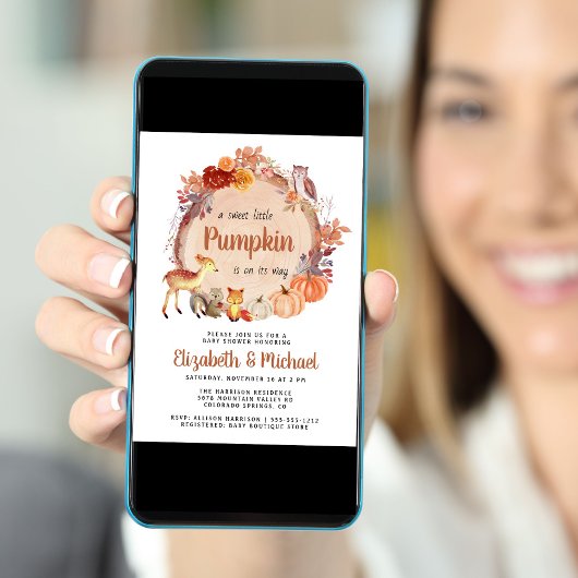 Schattige bosdieren pompoen koppels Baby shower Kaart