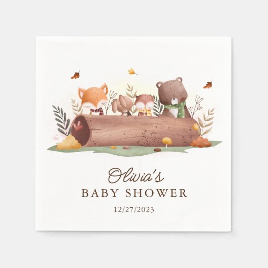 Schattige bosdieren servet (Voorkant)
