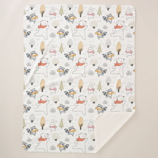Schattige bosdieren Sherpa Blanket Deken (Voorkant)