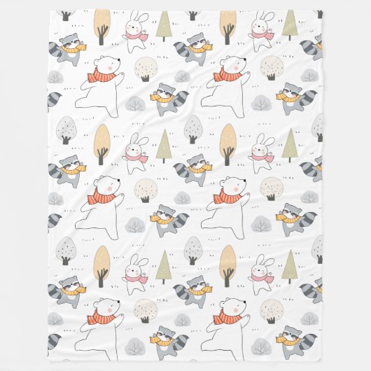 Schattige bosdieren vlooienbak fleece deken (Voorkant)