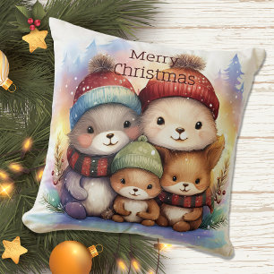 Schattige bosdierenfamilie feestdagen kussen