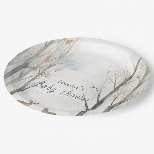 Schattige bosgebied baby shower papieren bordje (Gekanteld)