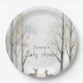 Schattige bosgebied baby shower papieren bordje (Voorkant)
