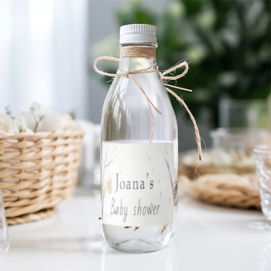 Schattige bosgebied baby shower waterfles etiket