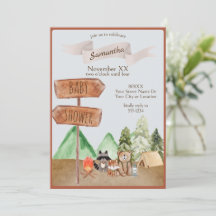 Schattige bosgebied bosdieren camping Baby shower