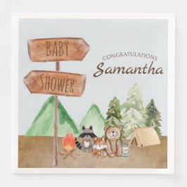 Schattige bosgebied bosdieren camping Baby shower Servet