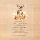 Schattige bosgebied herten Herfst Baby shower Acryl Uitnodigingen (Voorkant)
