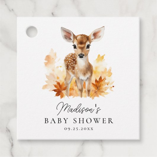 Schattige bosgebied herten Herfst Baby shower Bedankjes Labels (Voorkant)