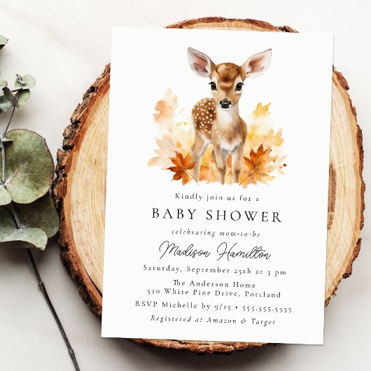 Schattige bosgebied herten Herfst Baby shower Kaart