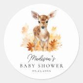 Schattige bosgebied herten Herfst Baby shower Ronde Sticker (Voorkant)