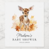 Schattige bosgebied herten Herfst Baby shower Wijn Etiket (Enkel label)