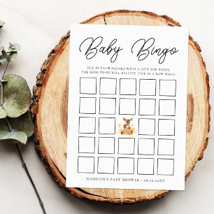 Schattige bosherten Baby shower Bingo Kaart