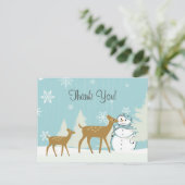 Schattige bosherten met sneeuwpoppen winter dank u briefkaart (Staand voorkant)