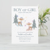 Schattige bosherten winter Baby Geslacht onthullen Kaart (Staand voorkant)