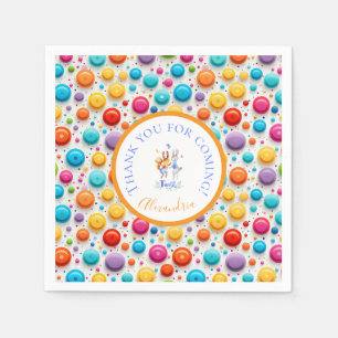 Schattige boskonijnen die kleurrijke polka-stippen servet