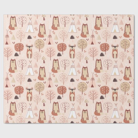 Schattige boskrieten cadeaupapier (Vlak)