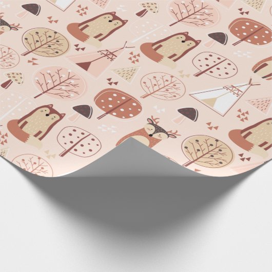 Schattige boskrieten cadeaupapier (Hoek)