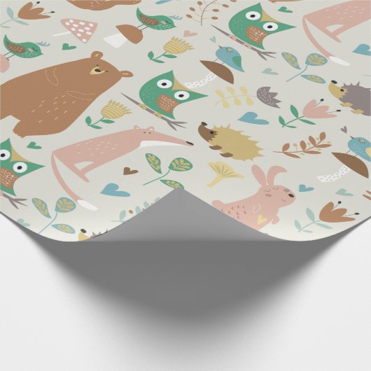 Schattige boskrieten cadeaupapier (Hoek)