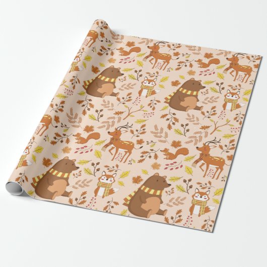 Schattige boskrieten cadeaupapier (Uitgerold)