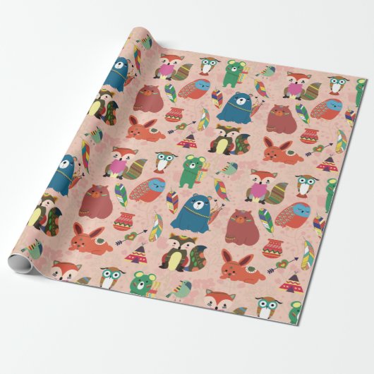 Schattige boskrieten cadeaupapier (Uitgerold)