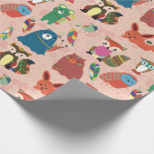 Schattige boskrieten cadeaupapier (Hoek)