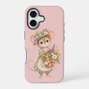 Schattige Bosmuis – Europees Landhuis iPhone 16 Hoesje