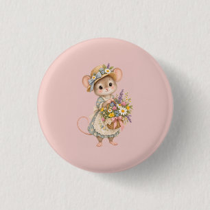 Schattige Bosmuis – Europees Landhuis Ronde Button 3,2 Cm