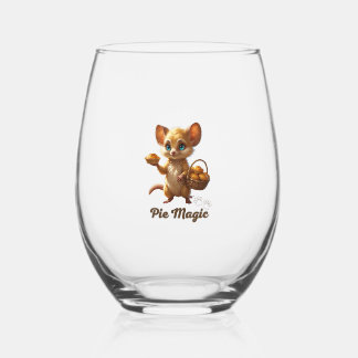 Schattige bosmuis met taarten wijnglas zonder voet