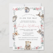 Schattige bosrijke bosdieren baby meisje douche kaart (Voorkant)