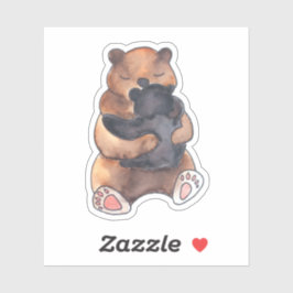 Schattige bosrijke mama knuffels Baby Beer welp Sticker