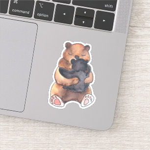 Schattige bosrijke mama knuffels Baby Beer welp Sticker
