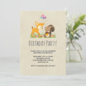 Schattige bosrijke wezens Cartoon tekening verjaar Kaart (Staand voorkant)