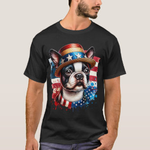 Schattige Boston Terrier 4 juli mannen vrouwen VS T-shirt
