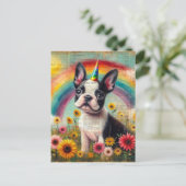 Schattige Boston Terrier Eenhoorn Puppy Collage Briefkaart (Staand voorkant)