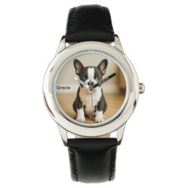 Schattige Boston Terrier Gepersonaliseerde Kindere Horloge
