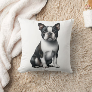Schattige Boston Terrier Gift Zwart Wit Puppy Dog Kussen