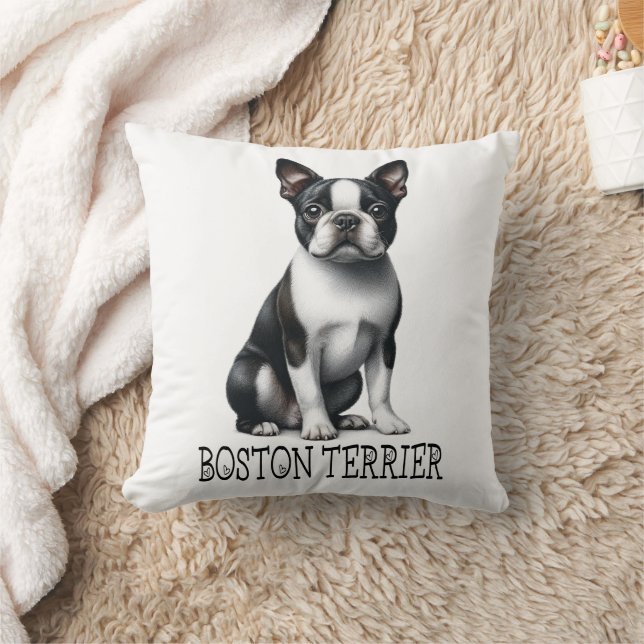 Schattige Boston Terrier Gift Zwart Wit Puppy Dog Kussen (Deken)