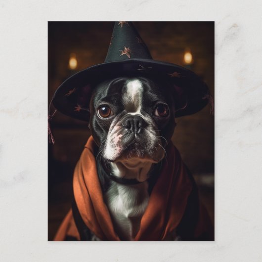 Schattige Boston Terrier Halloween Briefkaart (Voorkant)