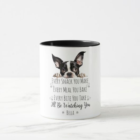 Schattige Boston Terrier Hond Grappige Op Maat Gem Mok (Midden)