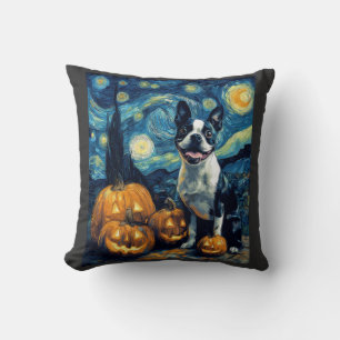 Schattige Boston Terrier Hond Halloween Jack O Lan Kussen