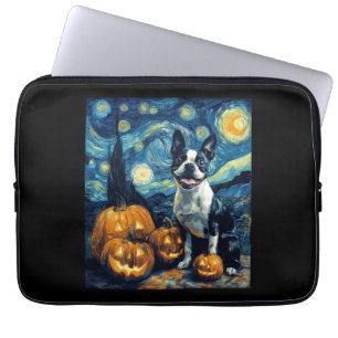 Schattige Boston Terrier-hond Halloween Jack O Lan Laptop Sleeve
