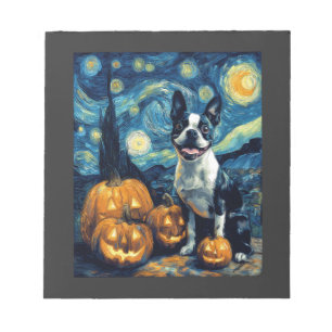 Schattige Boston Terrier Hond Halloween Jack O Lan Notitieblok