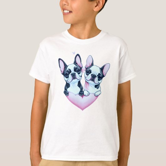 Schattige Boston Terrier honden verliefd op een ha T-shirt (Voorkant)