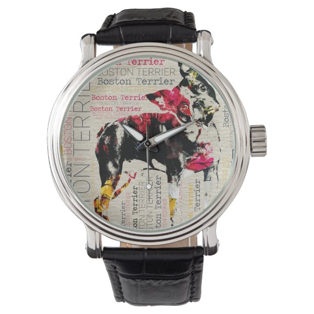 Schattige Boston Terrier Horloge (Voorkant)