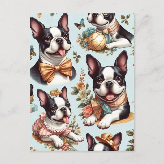 Schattige  Boston Terrier Illustratie Briefkaart (Voorkant)