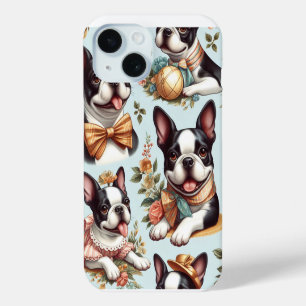 Schattige Boston Terrier Illustratie iPhone 15 Case