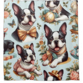 Schattige  Boston Terrier Illustratie Douchegordijn (Voorkant)