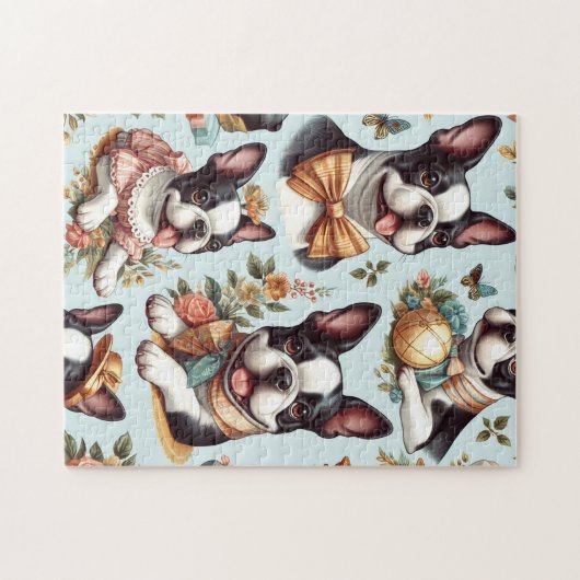 Schattige  Boston Terrier Illustratie Legpuzzel (Horizontaal)