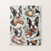 Schattige  Boston Terrier Illustratie Legpuzzel (Verticaal)