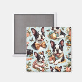 Schattige Boston Terrier Illustratie Magneet (Voorkant / Achterkant)